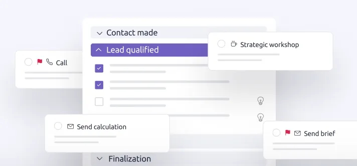 Livespace CRM interface showing a customizable sales process to improve win rates and shorten sales cycles.
