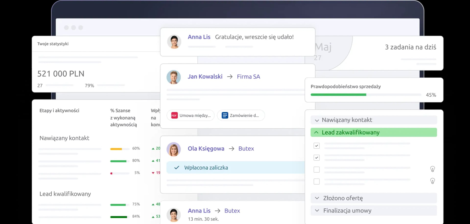 Poglądowy interface Livespace z widokiem dashboardu użytkownika