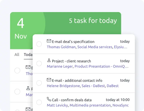 Calendar and tasks