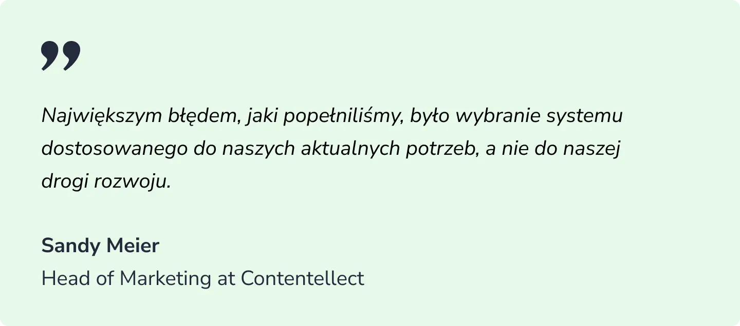 wybór CRM; cytat od Sandy Meier
