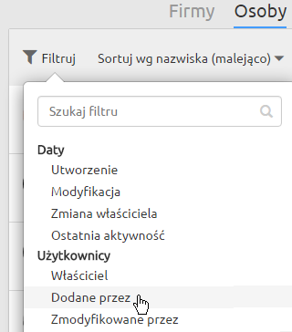 Filtrowanie w LiveSpace CRM