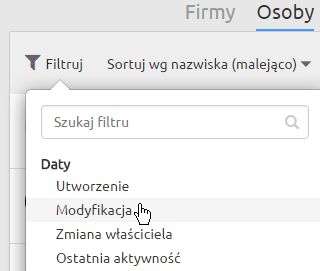 Filtrowanie w LiveSpace CRM