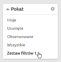 Menu filtrów w LiveSpace CRM