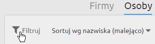 Menu Filtruj w LiveSpace CRM
