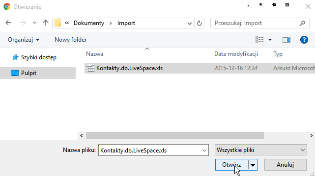 Kontakty do LiveSpace CRM