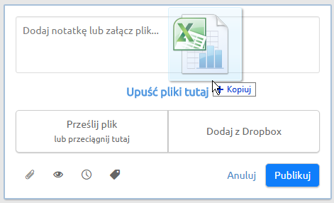 Przeciaganie pliku w LiveSpace CRM