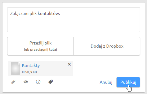 Publikacja pliku w LiveSpace CRM