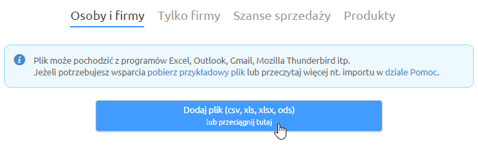 Import - dodawanie plików