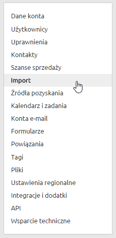 Import w CRM