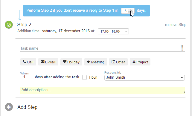 Sales automation: a sequence of emails and tasks
