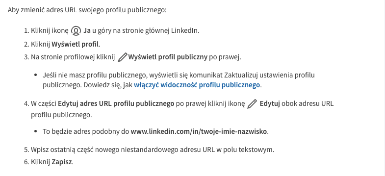 jak zmienić url na linkedin