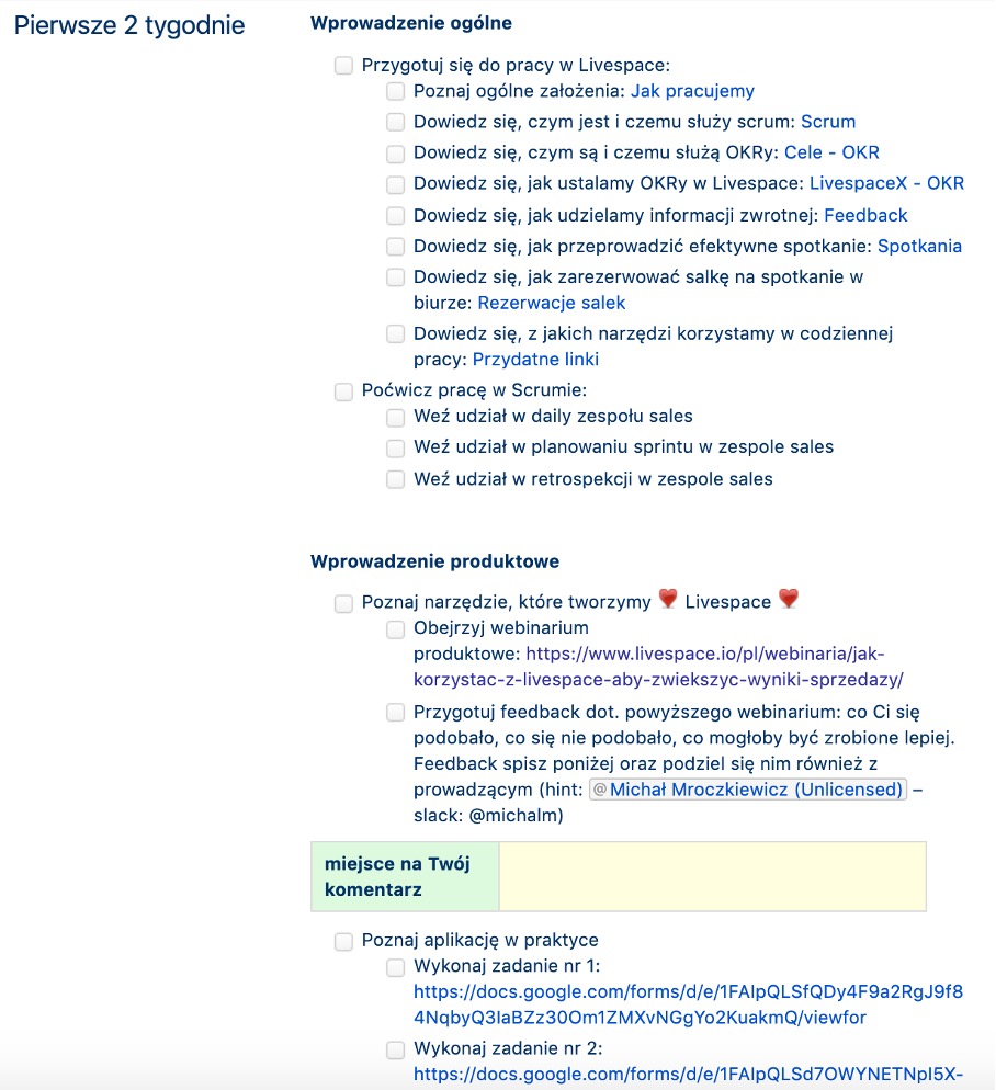 onboarding handlowca w Livespace