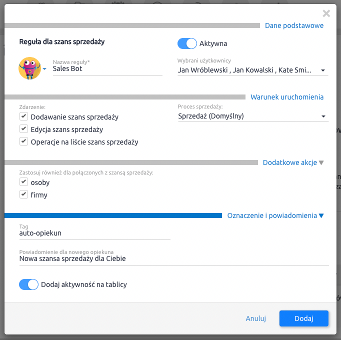 Sales Bot - konfiguracja