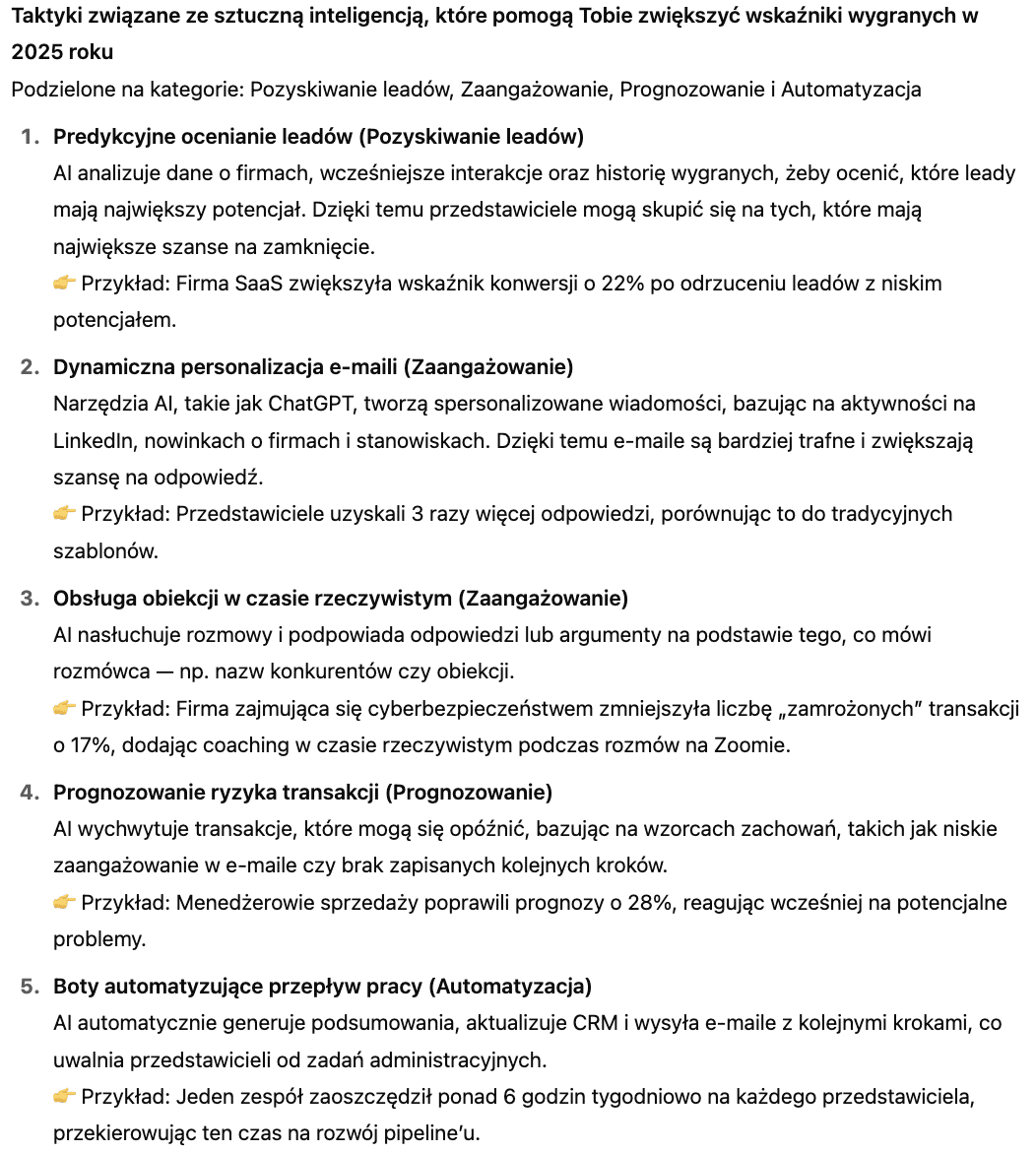 ChatGPT w sprzedaży; przykłady promptów